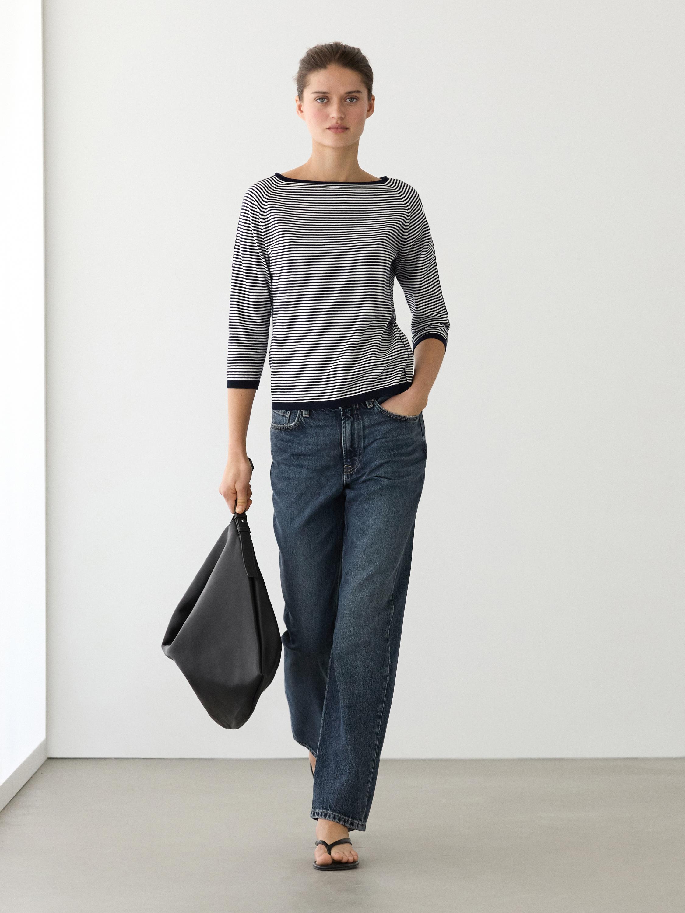 Pull en maille à rayures 100 % coton